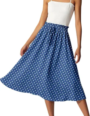 ADHOWBEW Long Skirts for Women A Line Midi Length Ruffle Plus Size Trendy High Waisted Cute Casual Flowy Beach Spring Skirts