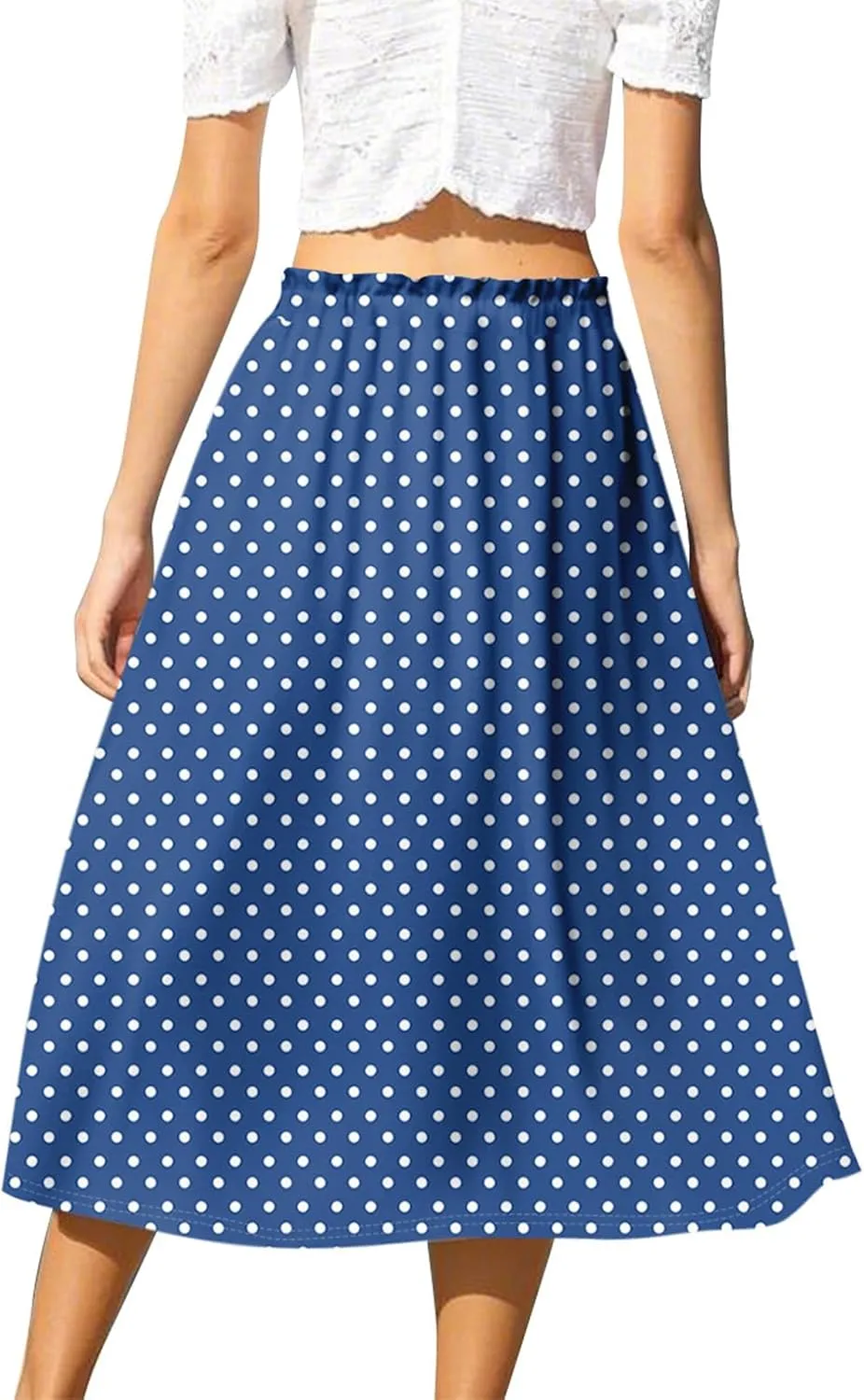 ADHOWBEW Long Skirts for Women A Line Midi Length Ruffle Plus Size Trendy High Waisted Cute Casual Flowy Beach Spring Skirts