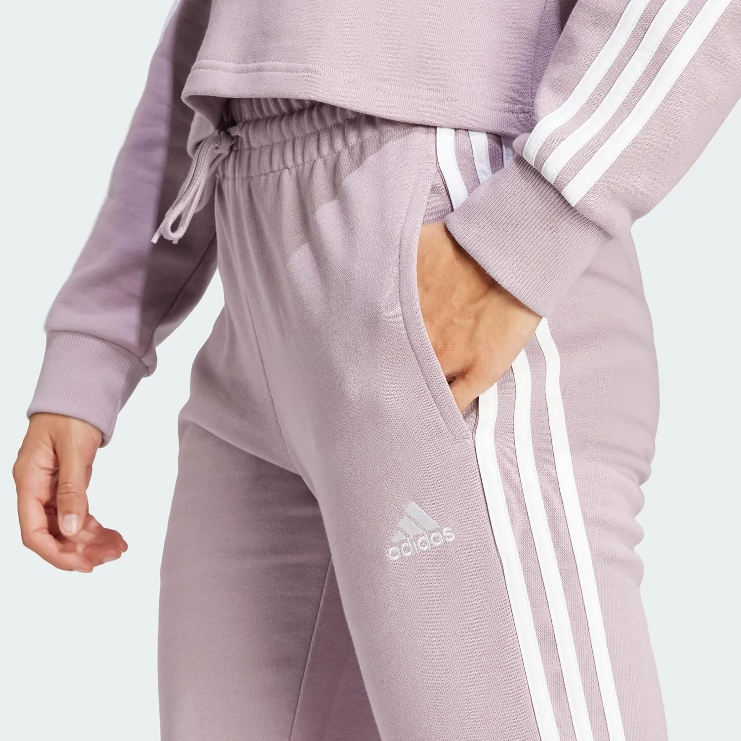 adidas Women's Plus Size Essentials 3-Stripes French Terry Cuffed Pants