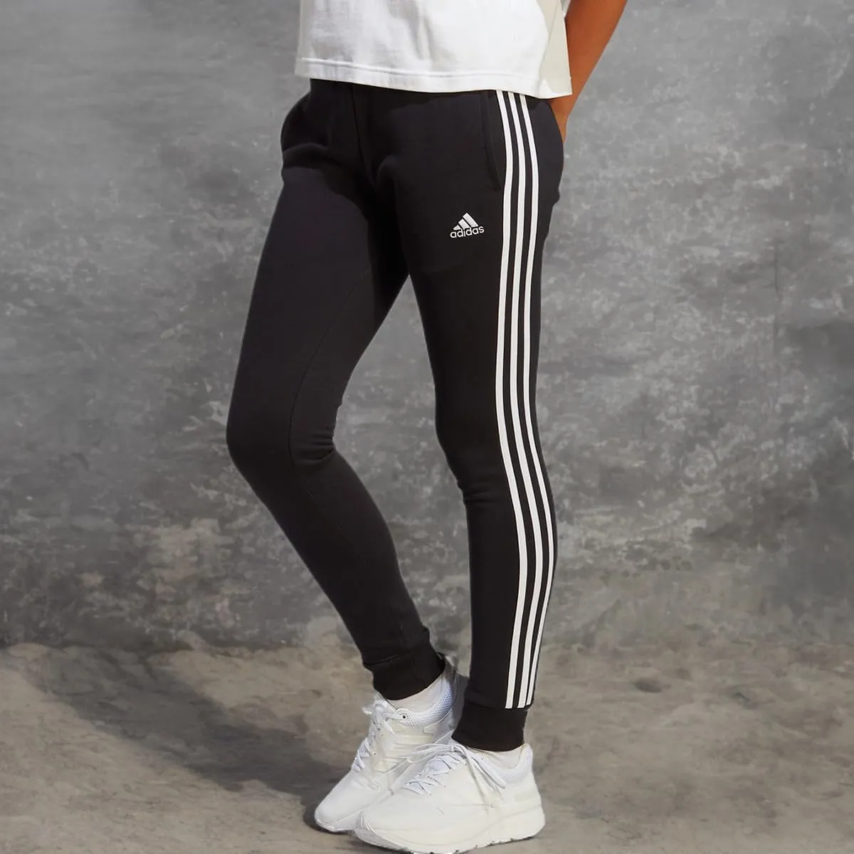adidas Women's Plus Size Essentials 3-Stripes French Terry Cuffed Pants