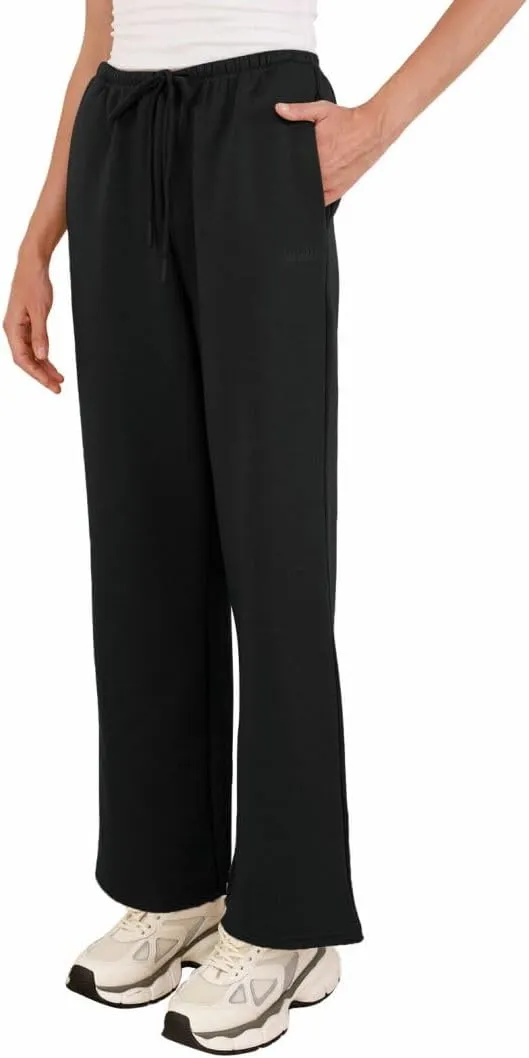 Amazhiyu Women's Fleece High Waist Wide Leg Sweatpants Drawstring Winter Pants