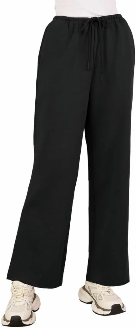 Amazhiyu Women's Fleece High Waist Wide Leg Sweatpants Drawstring Winter Pants