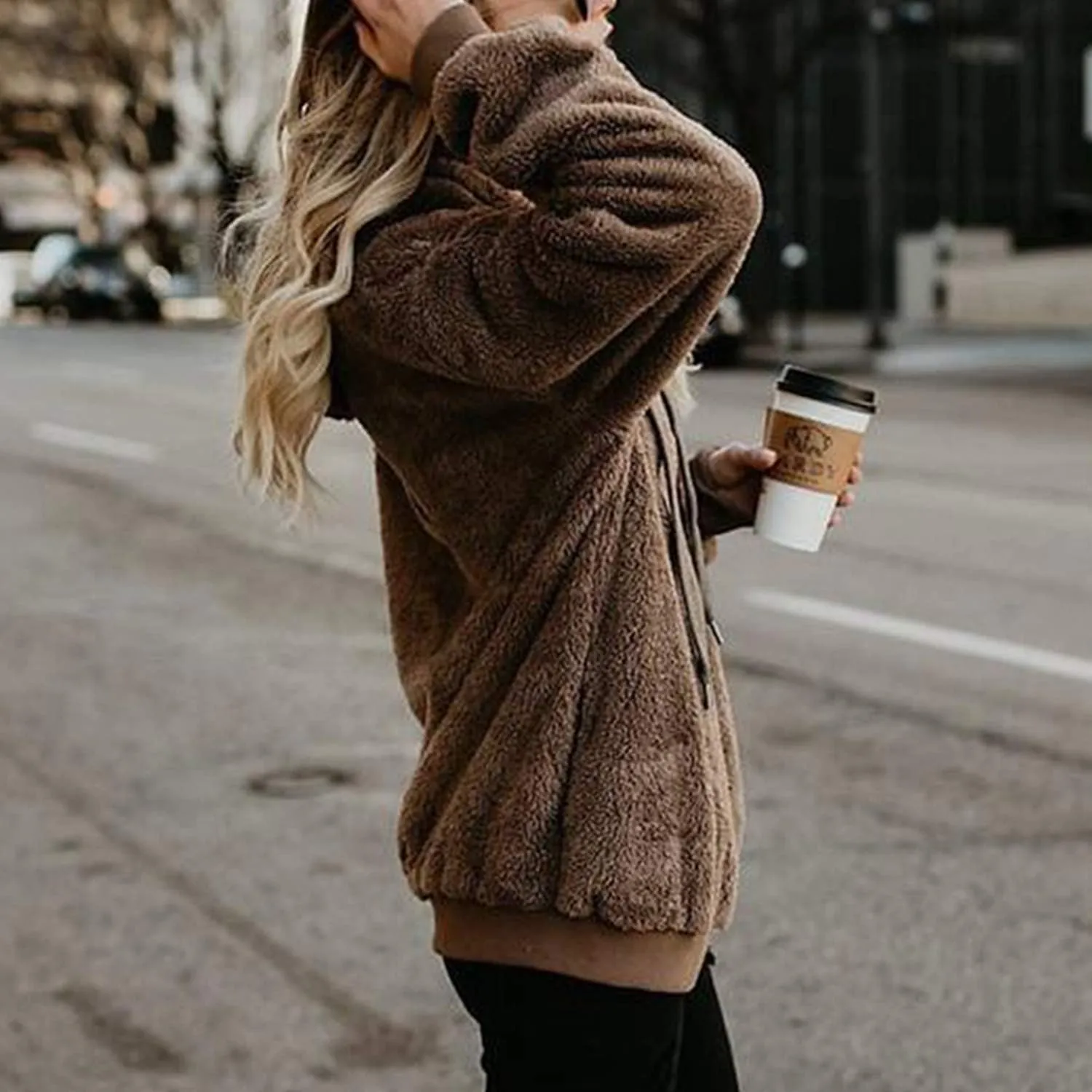 American Trends Oversized Sweatshirts for Women Athletic Womens Sherpa Hoodie Fluffy Women's Hoodies Pullover with Pockets