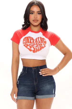 Anything Is Possible Raglan Tee - Red