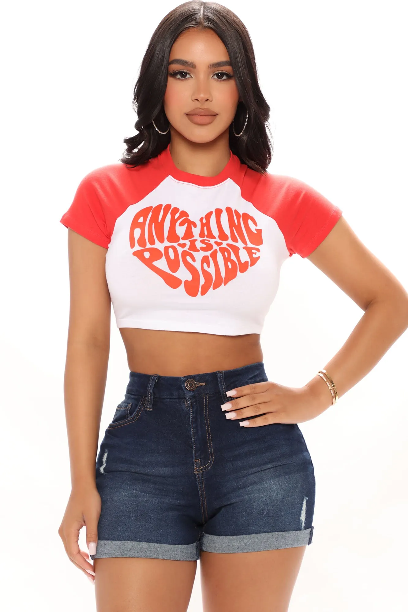 Anything Is Possible Raglan Tee - Red