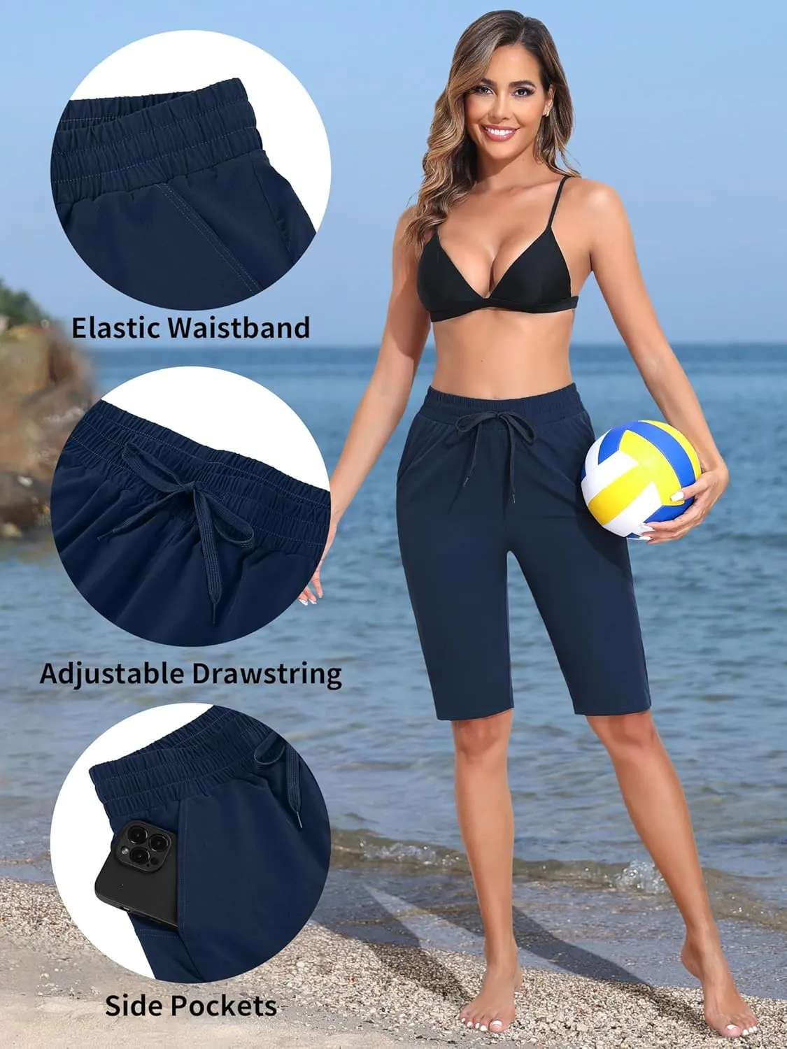 ATTRACO Womens Swim Capri Pants - Capri Swim Leggings for Women