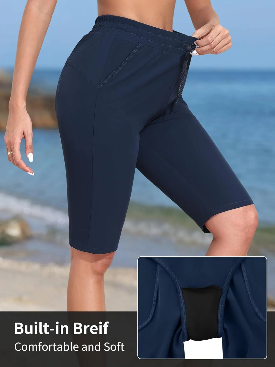 ATTRACO Womens Swim Capri Pants - Capri Swim Leggings for Women