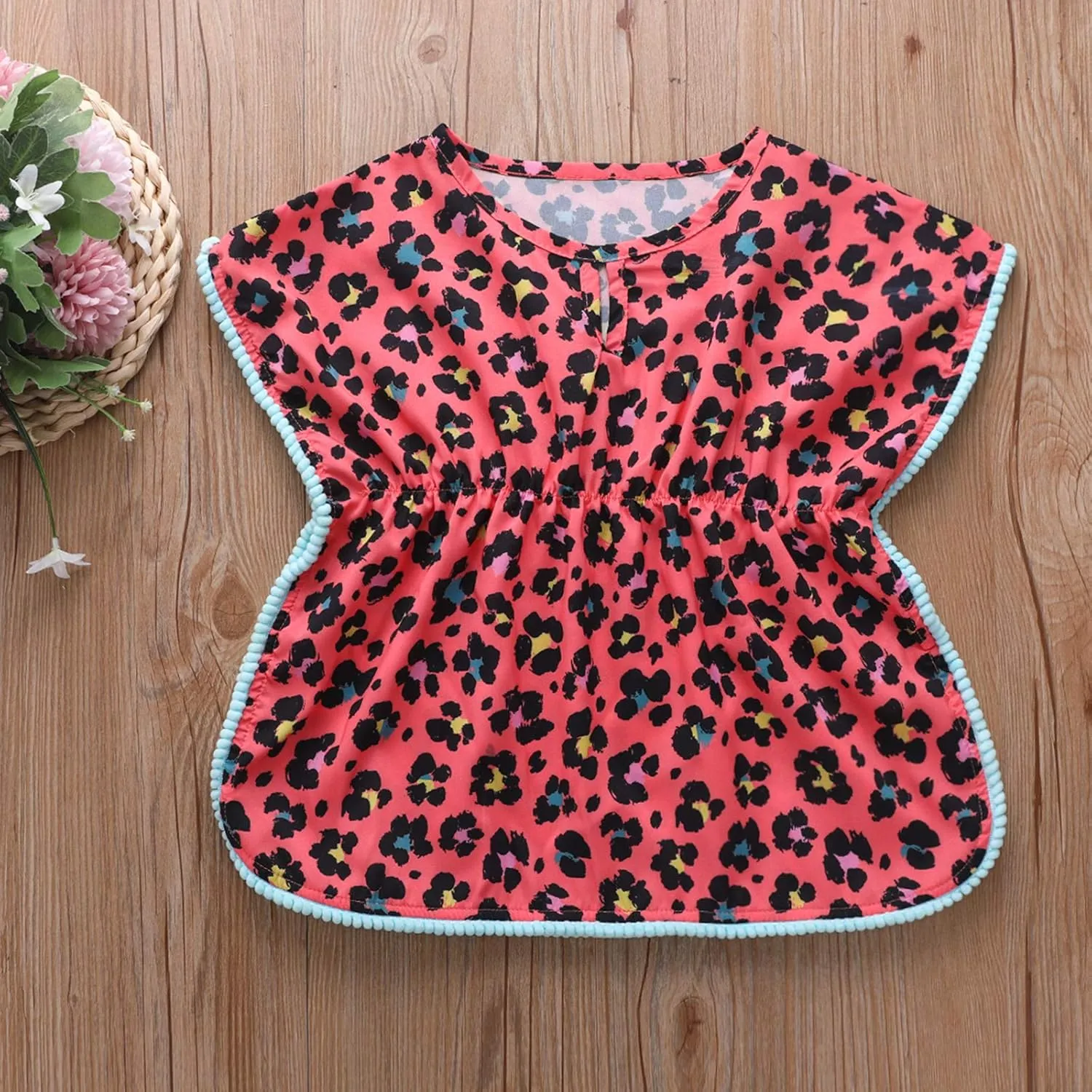 Baby Girl Summer Clothes Batwing Pompom Tassels Loose Fit Beach Dress for Toddler Girl Swimsuit Coverup Sundress