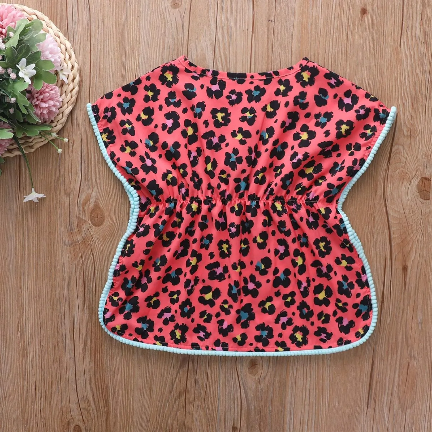 Baby Girl Summer Clothes Batwing Pompom Tassels Loose Fit Beach Dress for Toddler Girl Swimsuit Coverup Sundress