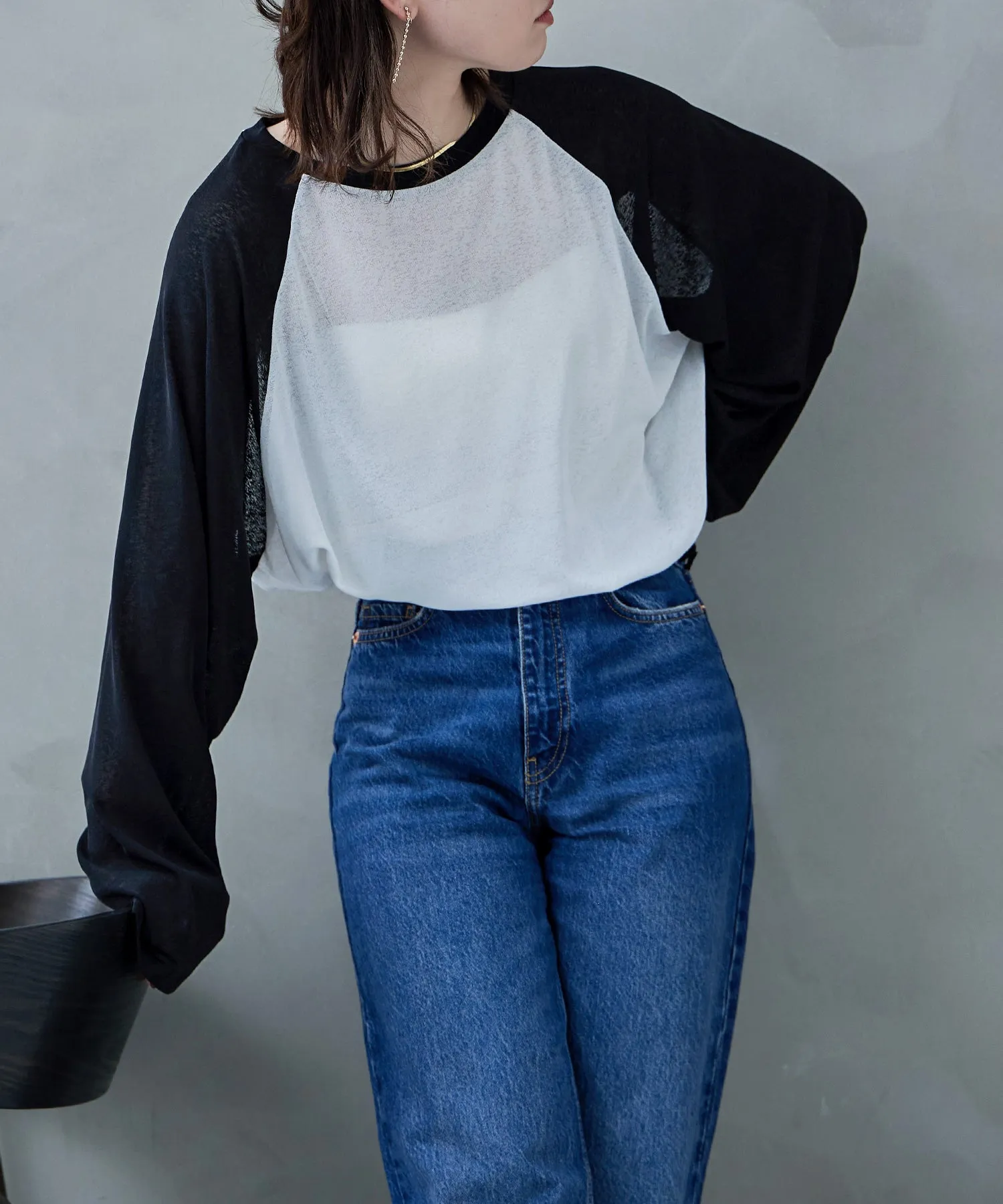 Bicolor raglan long cut and sew