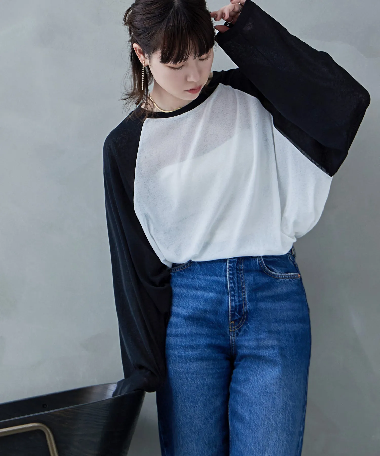 Bicolor raglan long cut and sew