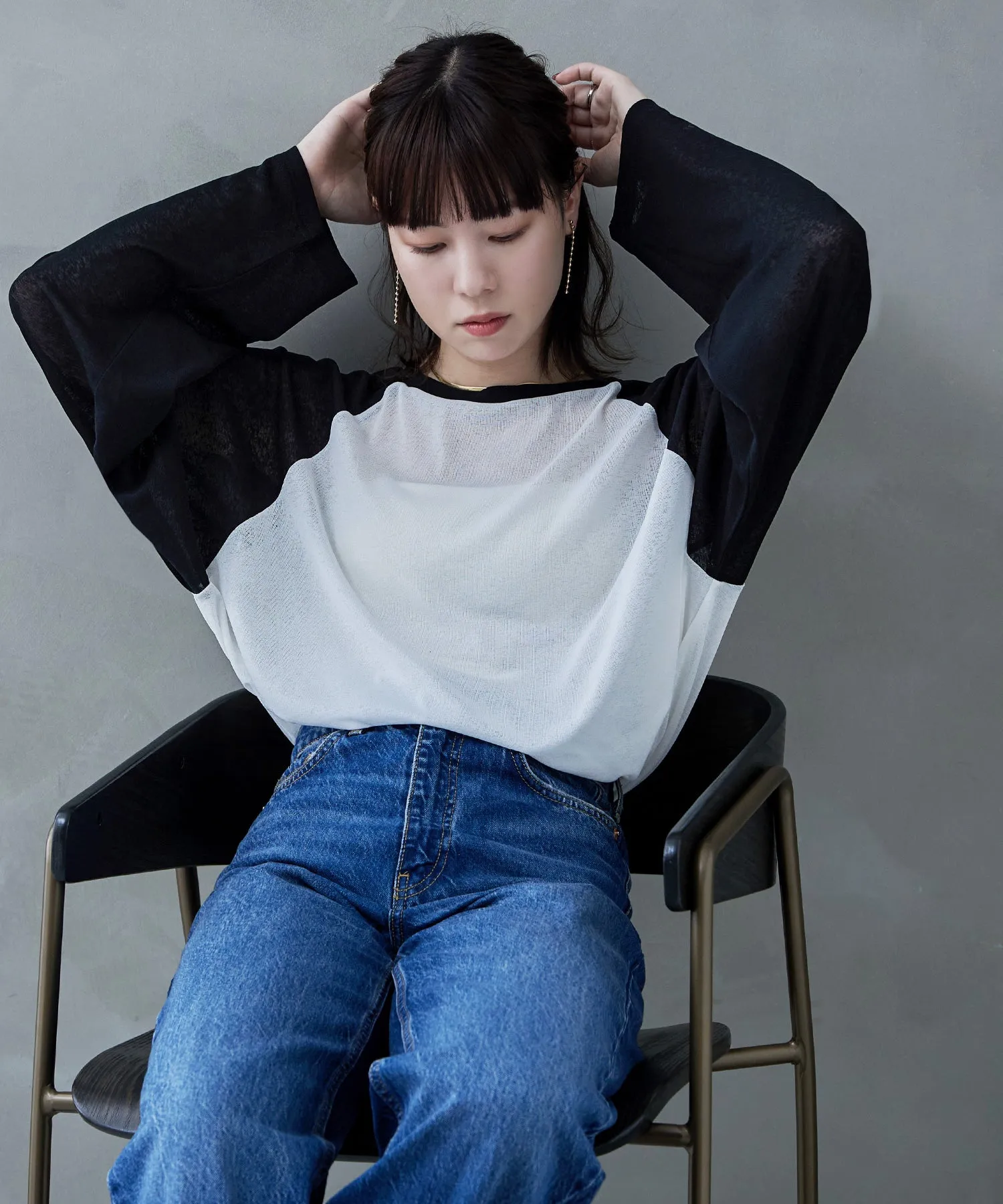 Bicolor raglan long cut and sew