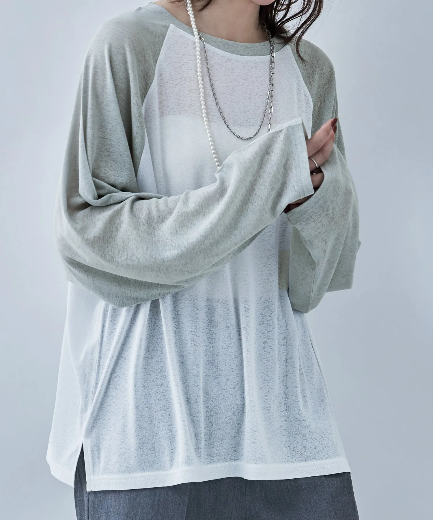 Bicolor raglan long cut and sew