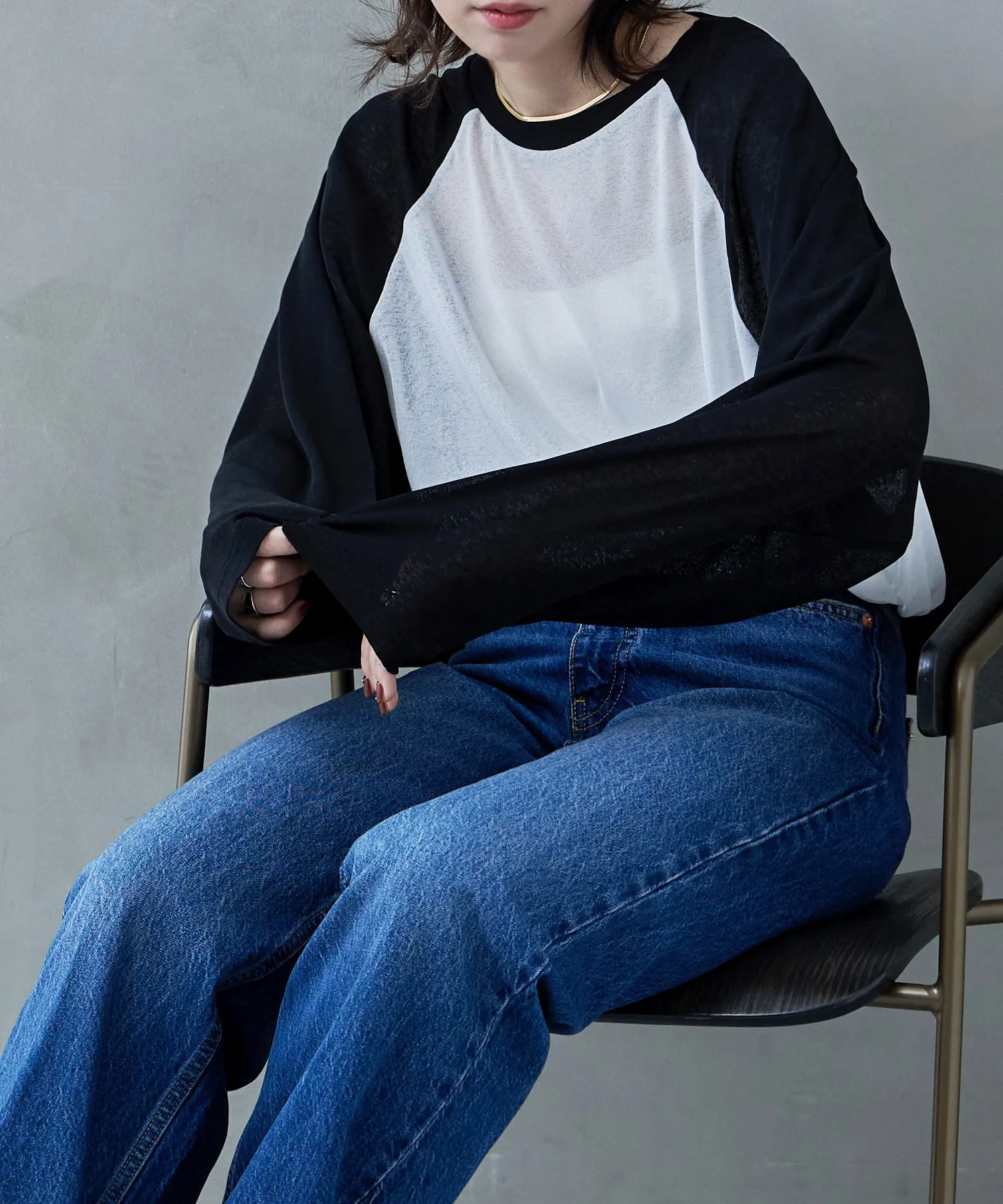 Bicolor raglan long cut and sew