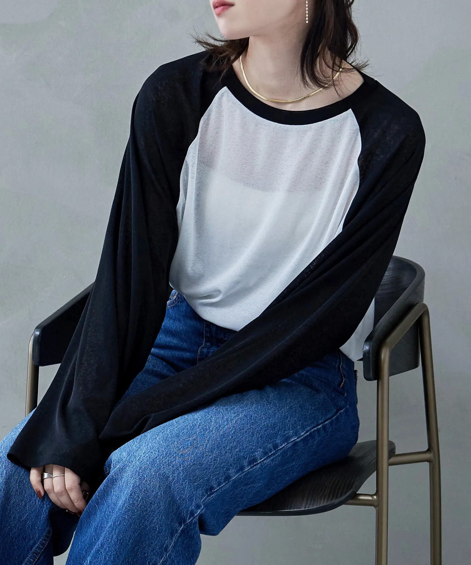 Bicolor raglan long cut and sew
