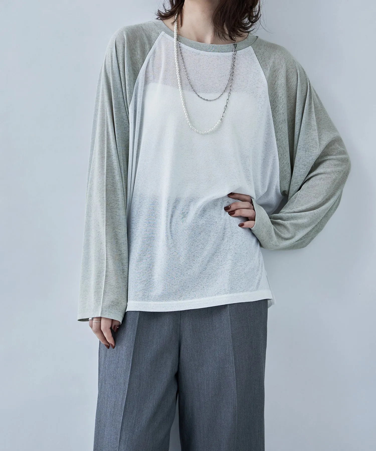 Bicolor raglan long cut and sew