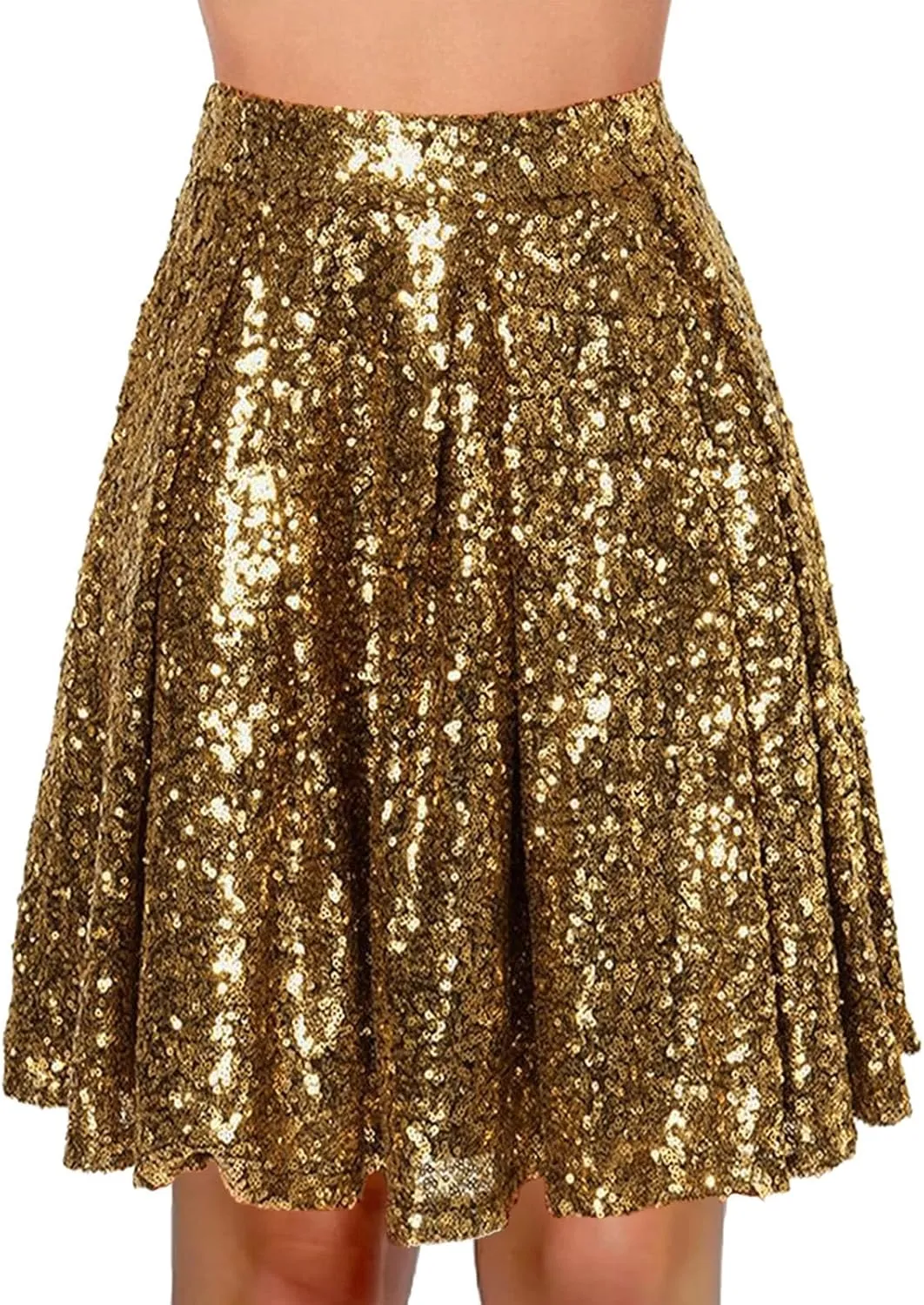 Black Suede Skirt Women's Fashion High Waist Pleated Solid Color Short Skirt Loose Sequin Skirt Pleated Midi