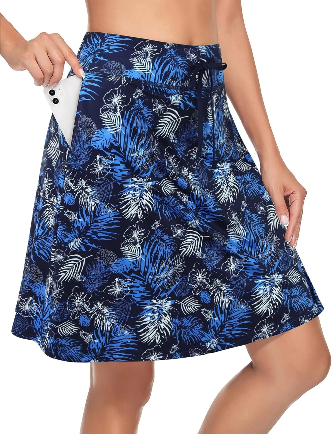 BLEVONH Women's Golf Skirt 20" Knee Length Skorts Skirts Drawstring Waist Tennis Skirts with Pockets