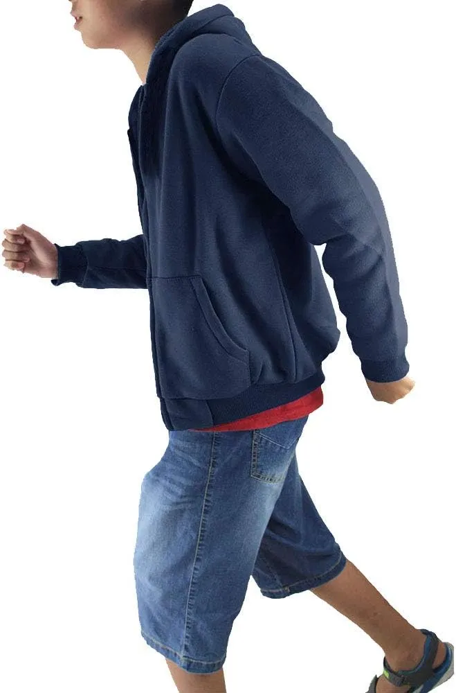 Boys Hoodies Full Zip Up Sherpa Lined Fleece Lined Athletic Youth Kids Sweatshirts,Size 8-16