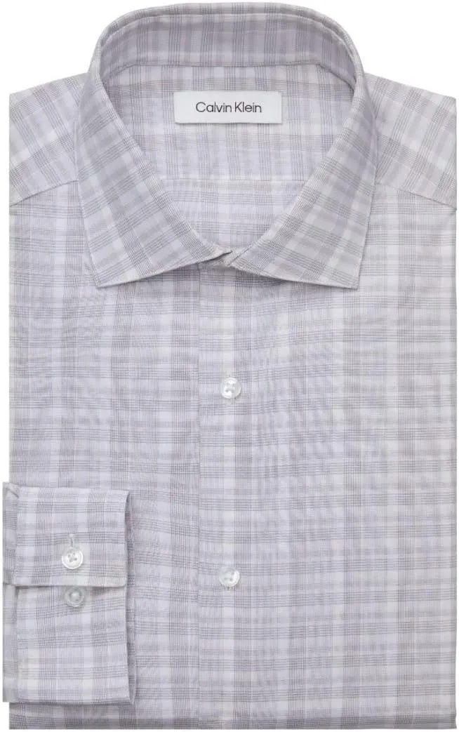 Calvin Klein Men's Dress Shirt Non Iron Stretch Slim Fit Check