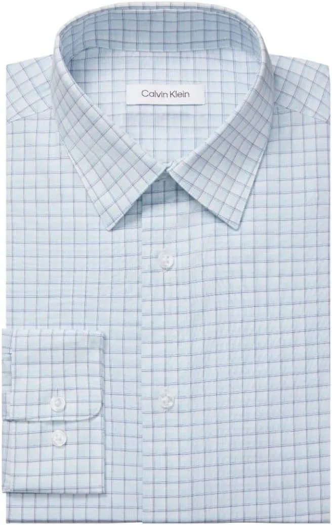 Calvin Klein Men's Dress Shirt Non Iron Stretch Slim Fit Check