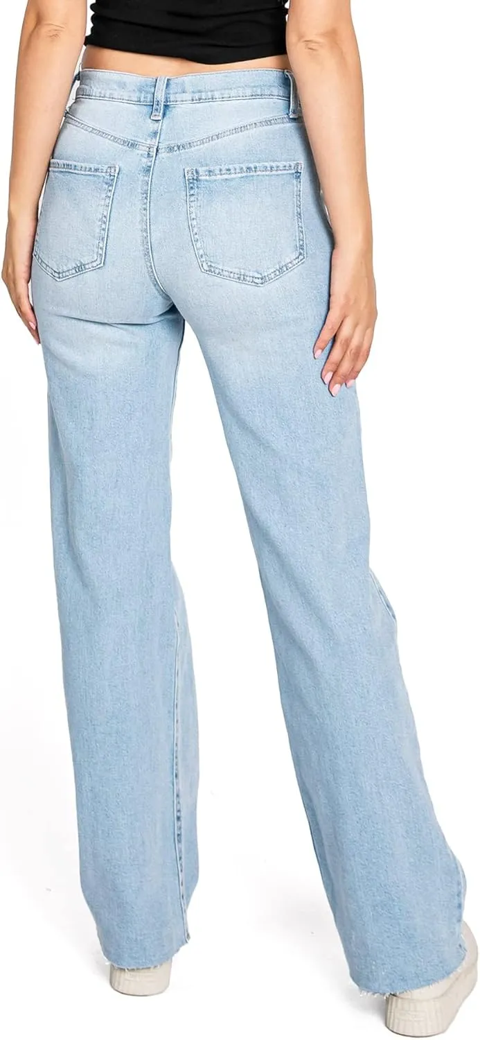 Celebrity Pink Women's Juniors High Rise Skater Wide Straight-Leg Pants