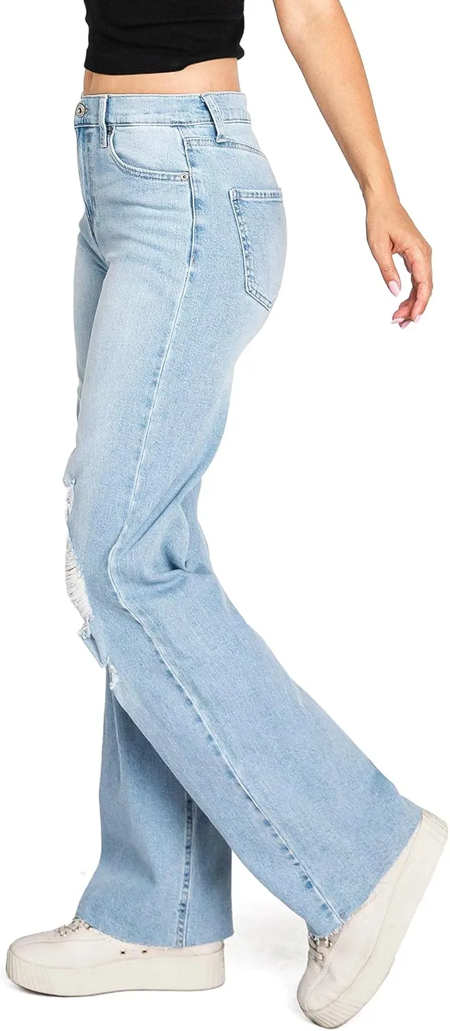 Celebrity Pink Women's Juniors High Rise Skater Wide Straight-Leg Pants