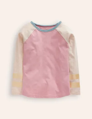 Colourblock Raglan T-shirt-Vintage Pink/ Oatmeal Marl
