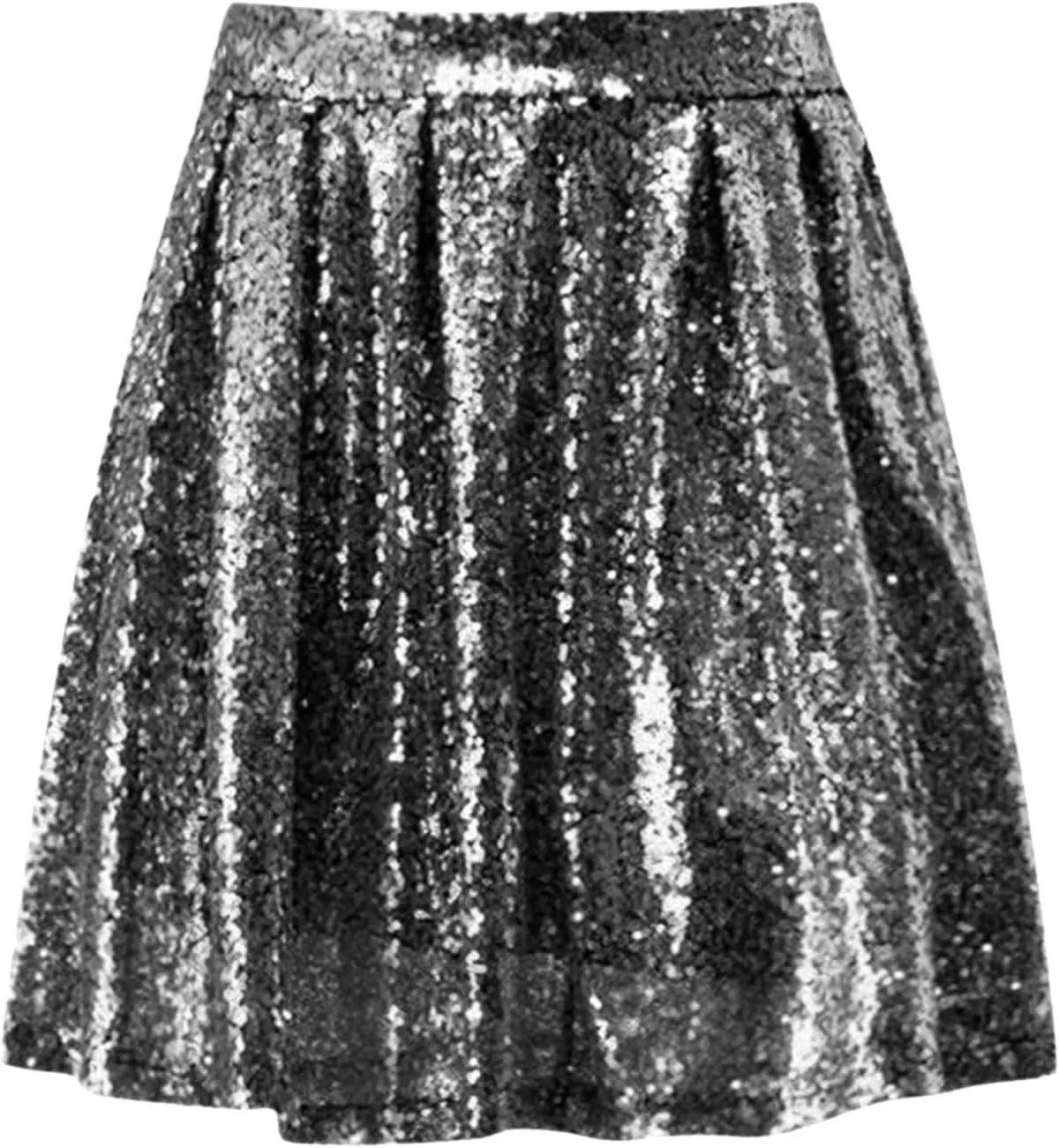 cooki Sequin Skirts for Women, Sexy Sparkly Mini Pleated Skirt Womens Glitter High Waist Short Skirt for Holiday Party