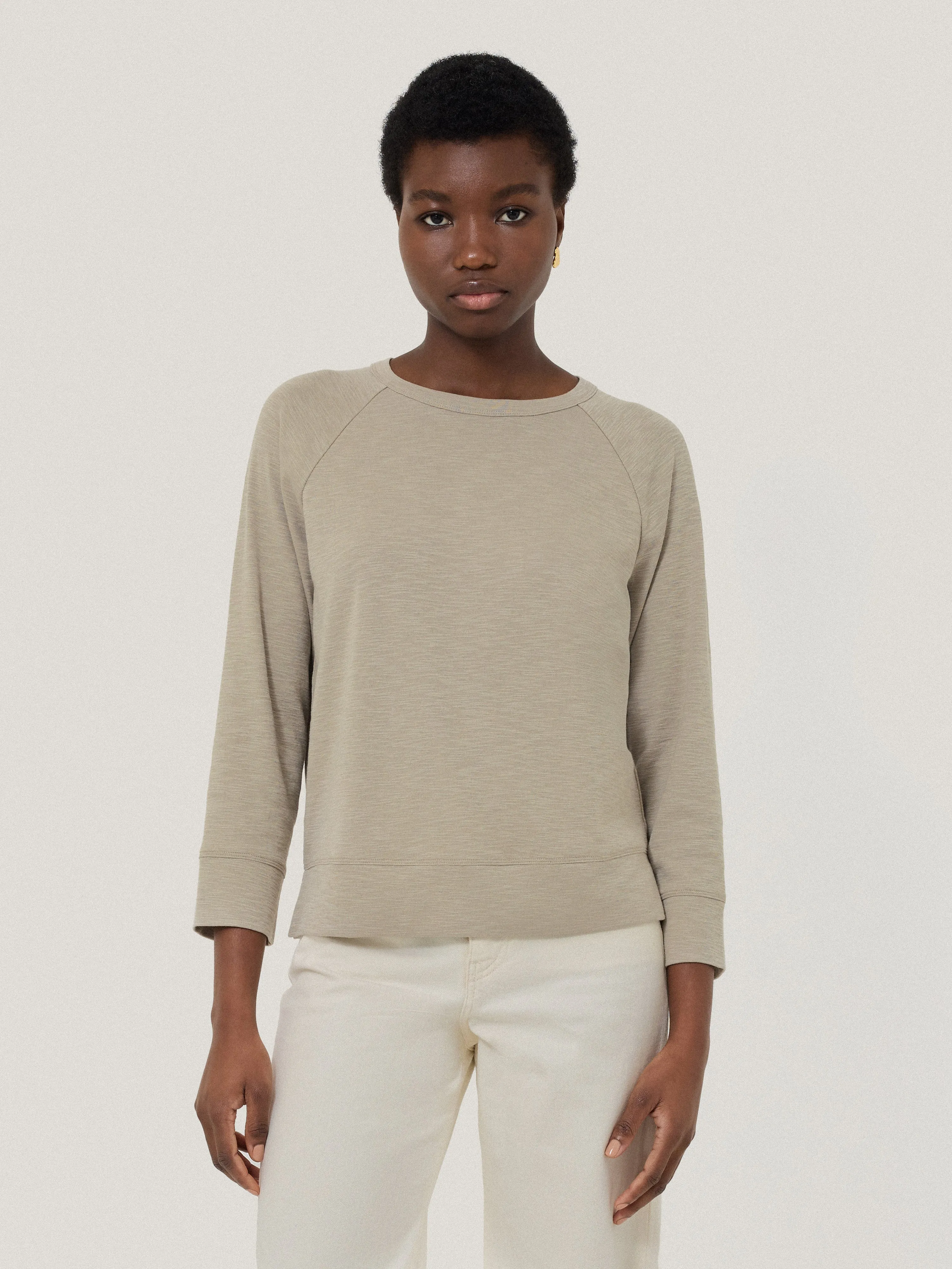 Cotton Luxe Raglan Tee | Grey