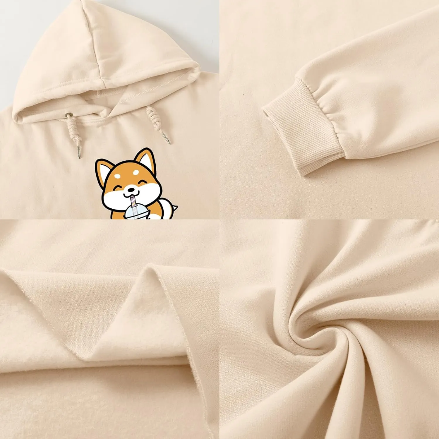 Cute Womens Kawaii Dog Milk Tea Graphic Cropped Hoodie Printed Crop Sweatshirt for Girl Cotton Animal Hoodies