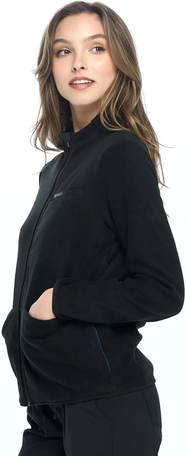 Dagacci Medical Uniform Unisex Warm Up Zip Front Fleece Scrub Jacket for Women and Men
