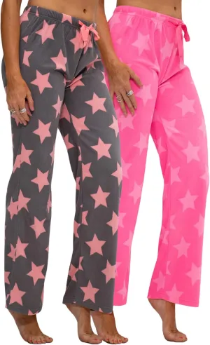 DEVOPS 2 Pack Women's Buffalo Plaid Plush Fleece Pajama Pants Sleepwear