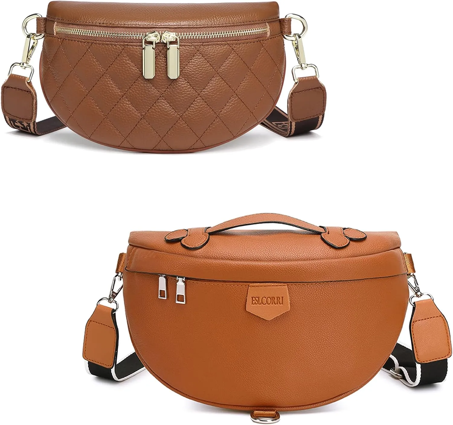 Eslcorri Crossbody Bags for Women - Fashion Sling Purse Shoulder Bag Fanny Pack Leather Causal Chest Bum Bag Backpack with Adjustable Wide Strap for Workout Traveling Running Shopping