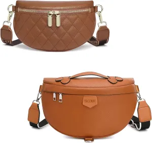 Eslcorri Crossbody Bags for Women - Fashion Sling Purse Shoulder Bag Fanny Pack Leather Causal Chest Bum Bag Backpack with Adjustable Wide Strap for Workout Traveling Running Shopping