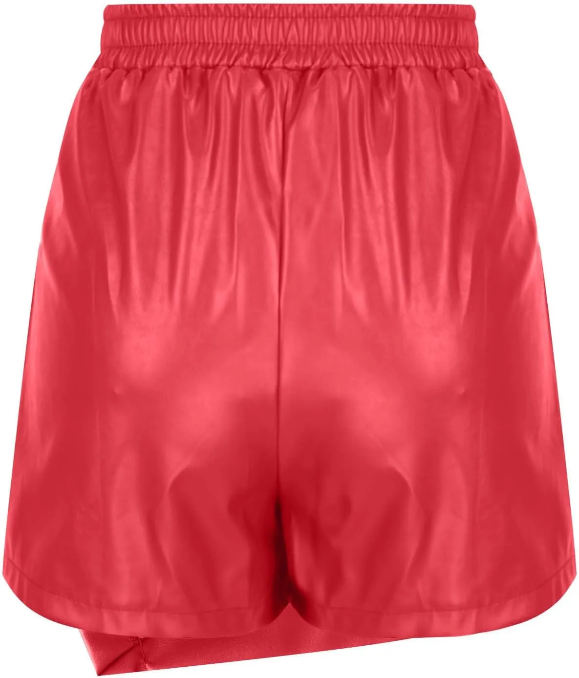 Faux Leather Skorts for Woman High Waisted Ruched Wrap Skorts Skirts Asymmetric Hem Slim Bodycon Skirt with Shorts