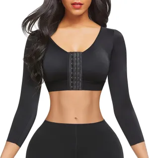 FeelinGirl Arm Shaper for Women Post Surgery Arm Lipo Compression Sleeves Slimming Arm Front Closure Shapewear Bra