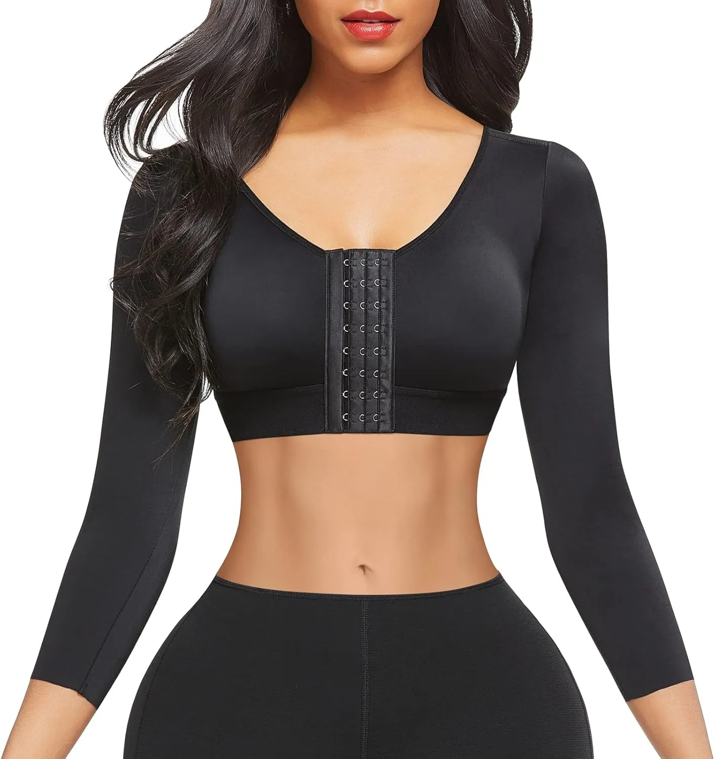 FeelinGirl Arm Shaper for Women Post Surgery Arm Lipo Compression Sleeves Slimming Arm Front Closure Shapewear Bra