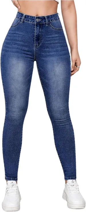 Floerns Women's High Waist Skinny Jeans Stretchy Curvy Denim Pants