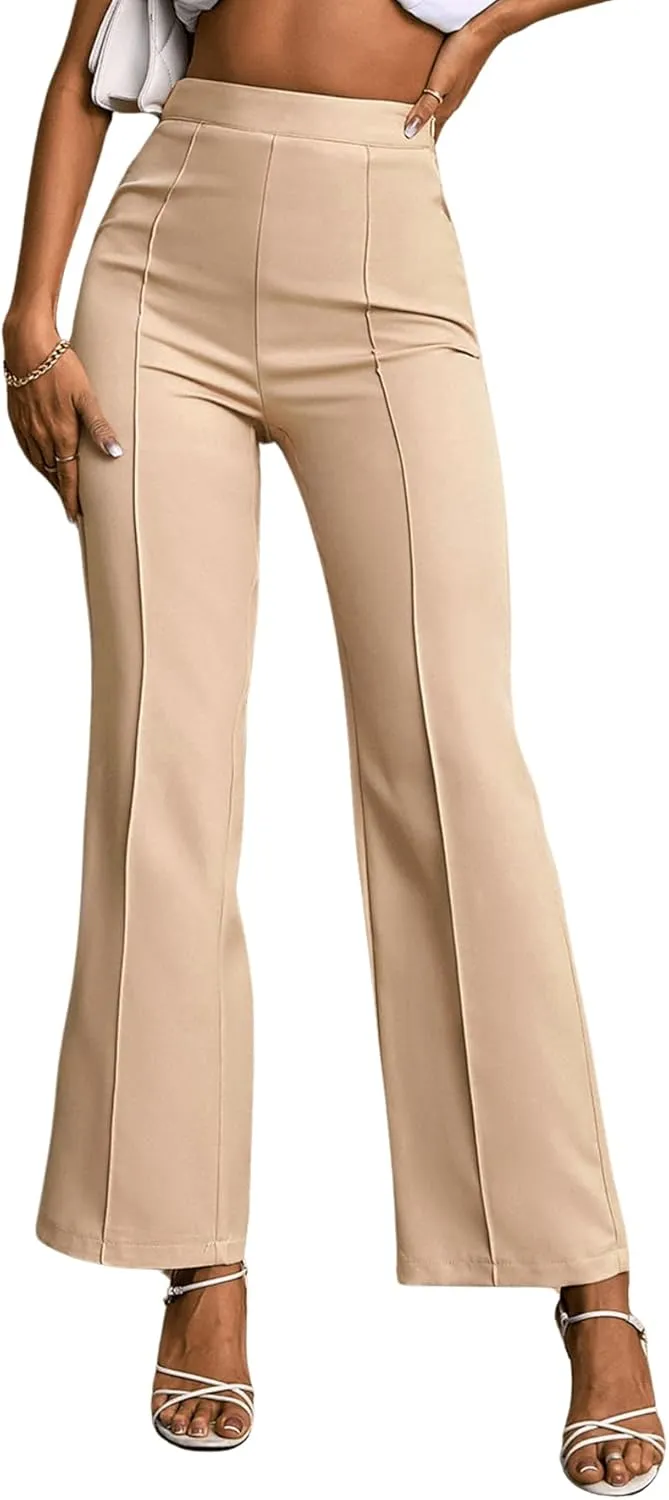 Floerns Women's High Waist Straight Leg Trousers Casual Office Bootcut Pants