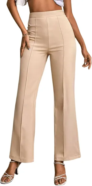 Floerns Women's High Waist Straight Leg Trousers Casual Office Bootcut Pants
