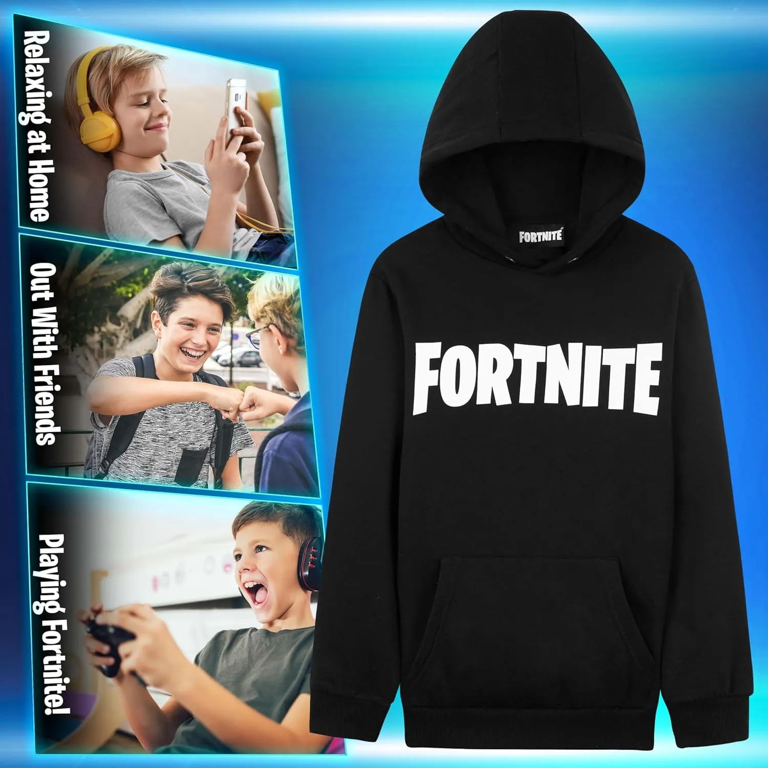FORTNITE Hoodie For Boys, Kids Gaming Hooded Sweater, Official Gifts For Boys