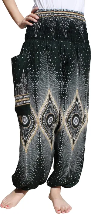 Full Funk Rayon Smock Waist Harem Baggy Pants Pocket Straight Yoga Clothes Women Mixed Bright Patterns