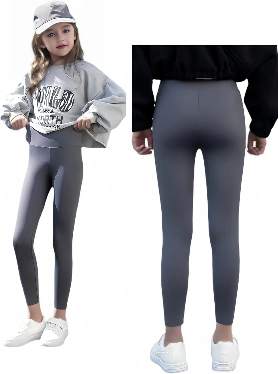 Girls Athletic Leggings High Waist Yoga Pants Dance Running Sports Tights