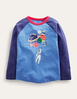 Glow Raglan T-shirt-Penzance Blue Space