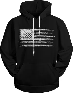 H HYFOL Graphic Hoodies for Men USA Flag American Patriotic Long Sleeve Pocket Pullover Sweatshirts