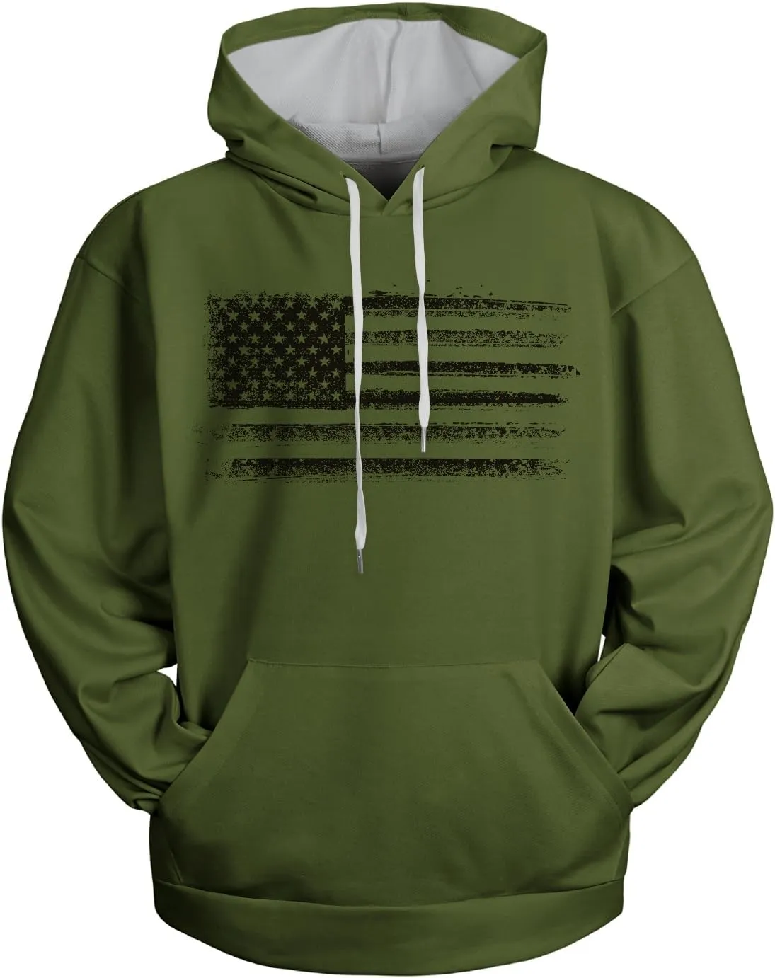 H HYFOL Graphic Hoodies for Men USA Flag American Patriotic Long Sleeve Pocket Pullover Sweatshirts