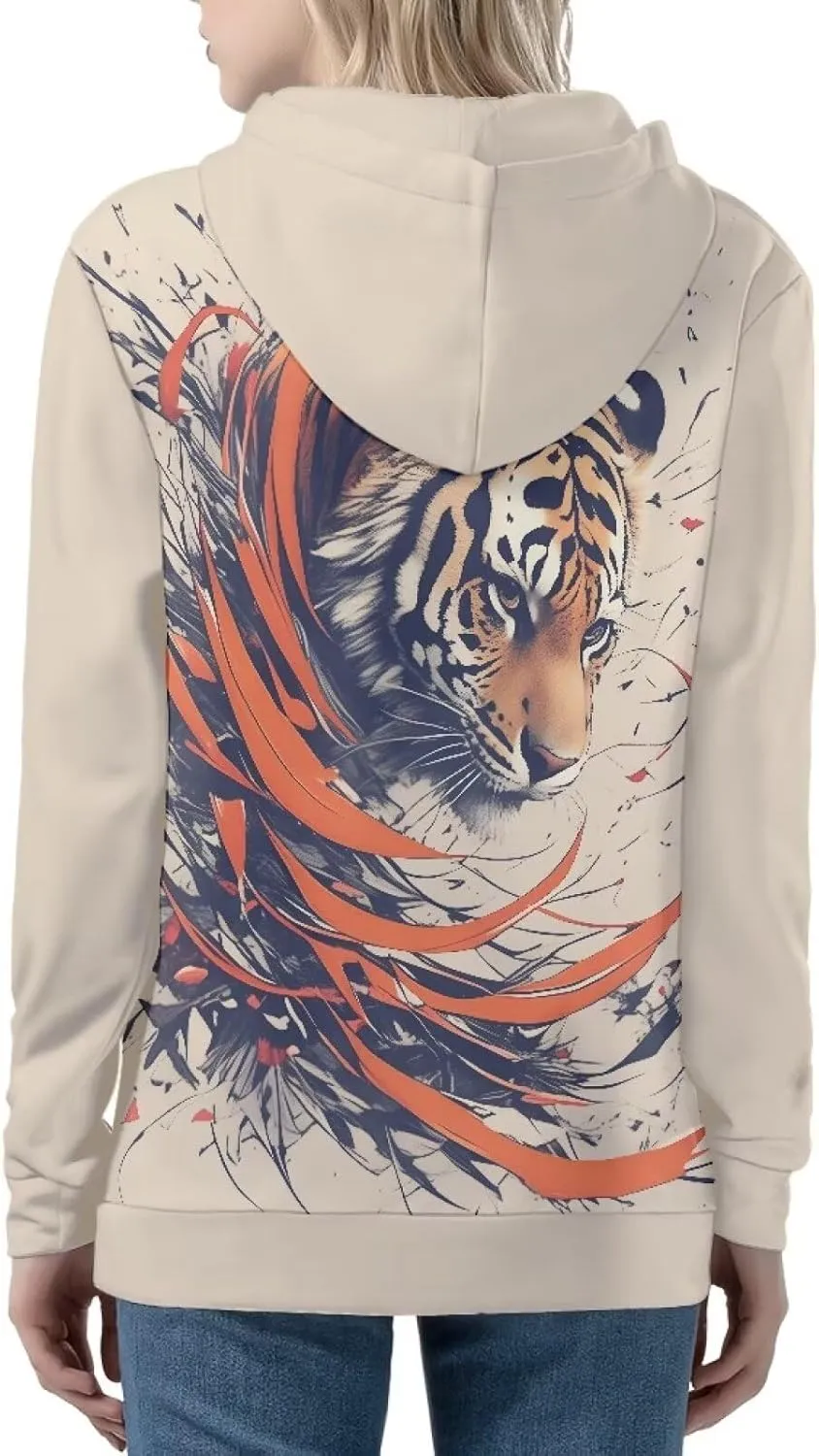 Irisjudy Women Oversized Hoodies Retro Boho Xmas Flower Hooded Jacket Island Totem Long-Sleeve Fall Outwear Sweatshirt Zip-up