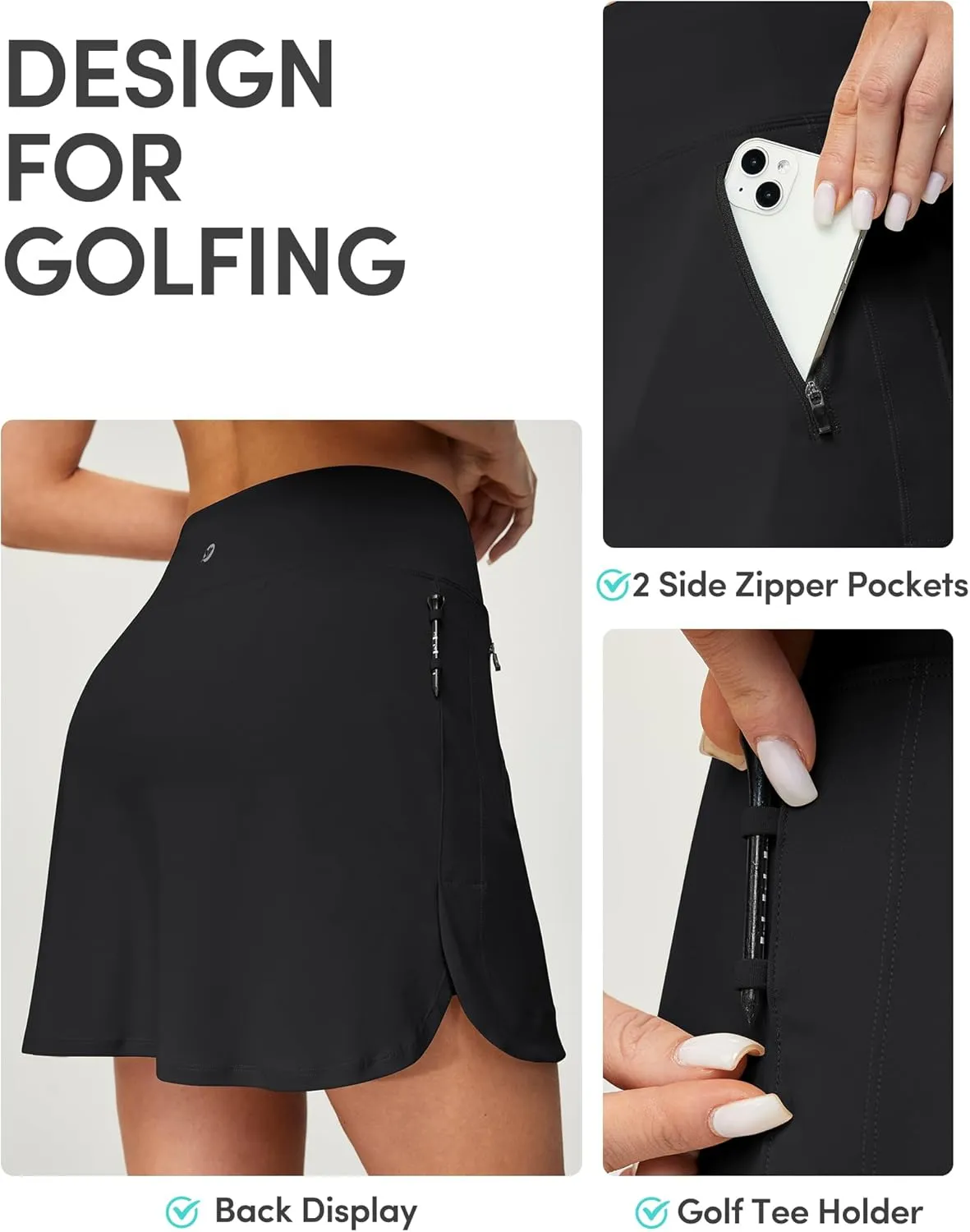 IUGA High Waist Golf Skirt Tennis Skirt with 5 Pockets Skorts for Woman Athletic Skirt for Workout Casual