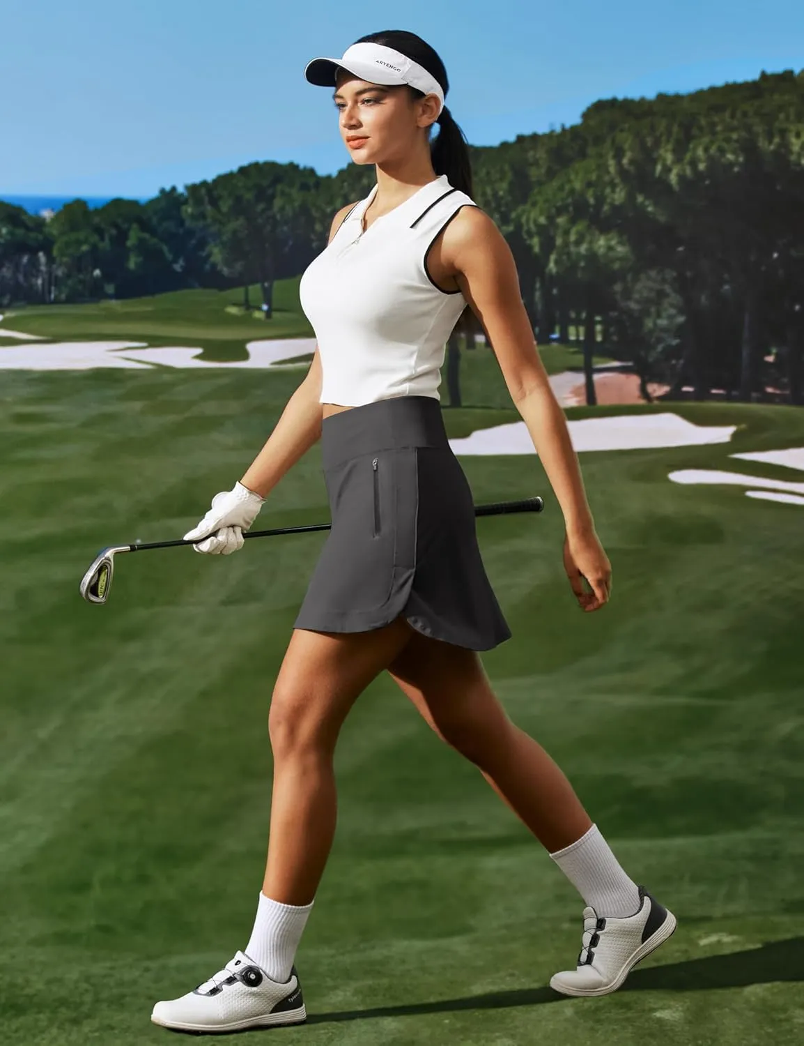 IUGA High Waist Golf Skirt Tennis Skirt with 5 Pockets Skorts for Woman Athletic Skirt for Workout Casual